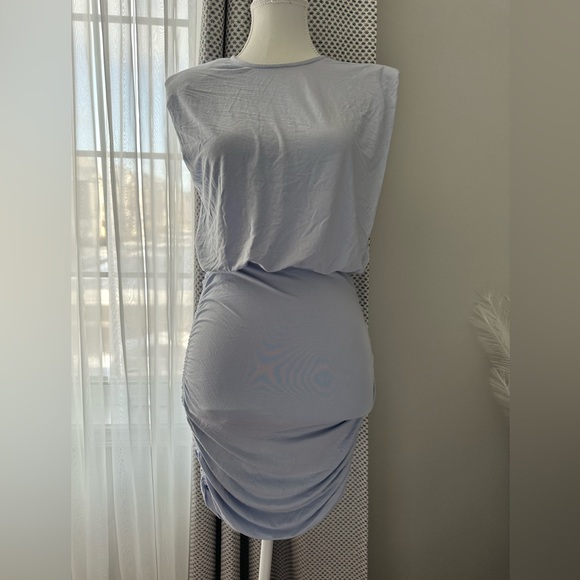 Open Edit Box Shoulder Mini Dress (NEW)  - Light Blue - Picture 2 of 8